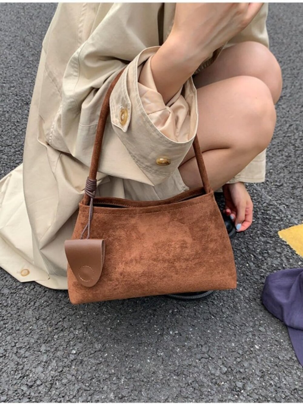 Trendy Faux Suede Top Handle Bag for Women 2025 Large Capacity Hobo Shoulder Bag - Picture 6 of 6